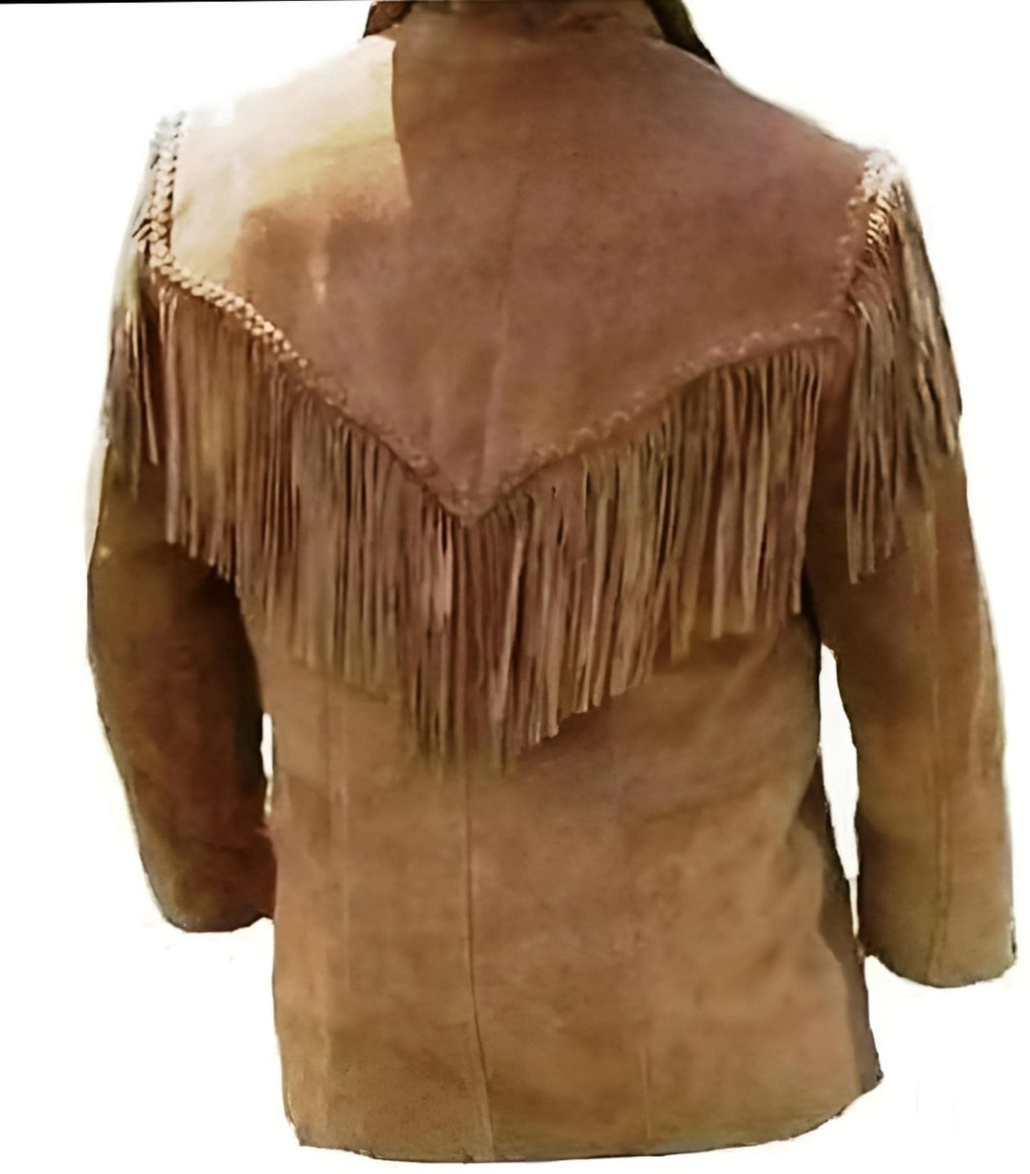 Brown Suede Handmade Braided Men's Western Vintage Jacket - Brown Leather Jacket Cowboy Leather Jacket - Native American , Gifts For Men