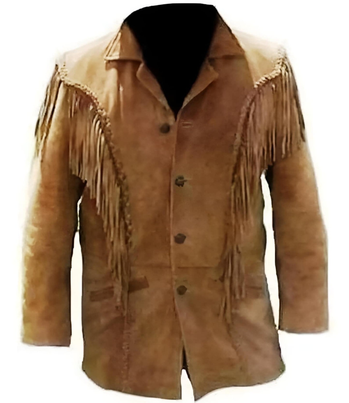 Brown Suede Handmade Braided Men's Western Vintage Jacket - Brown Leather Jacket Cowboy Leather Jacket - Native American , Gifts For Men