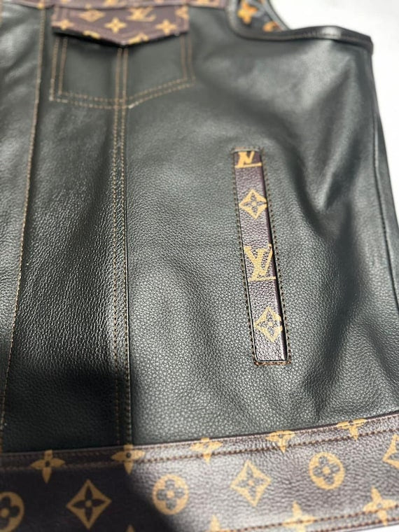 Leather Vest Men's Hunt Club Brown Wax  Black Paisley Leather Build Denim Style Rider Motorcycle Leather Vest Men Vest